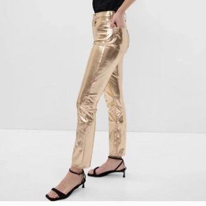 Gap High Rise Faux Leather Vintage Slim Jeans Gold 30